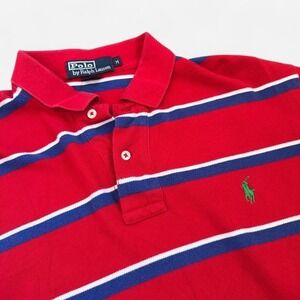 Polo Ralph Lauren Men's Red Blue White Striped Polo Shirt Size Medium